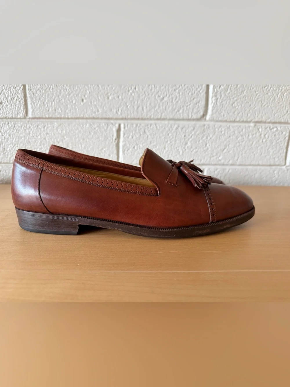 VTG Cole Haan Brown Leather Tassel Loafer Shoes 10 US Made in Italy